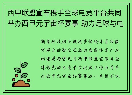 西甲联盟宣布携手全球电竞平台共同举办西甲元宇宙杯赛事 助力足球与电竞跨界融合